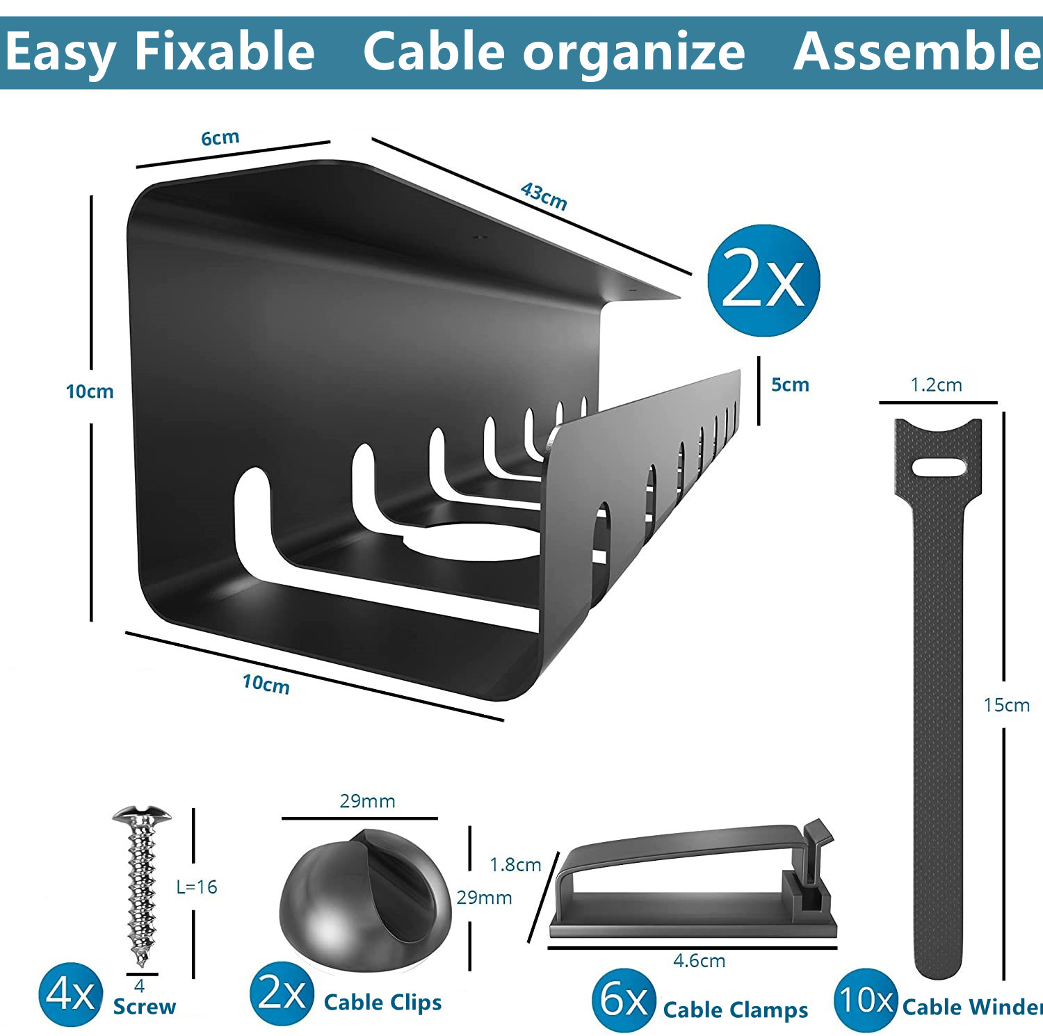 Cable management tray under desk cable organizer