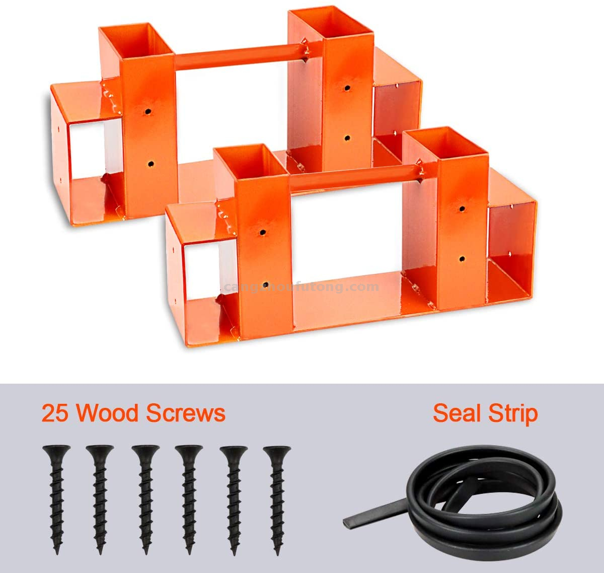 Firewood Log Storage Rack Bracket Kit with Screws, Fireplace Wood Storage Holder. Powder Coated Heavy Duty Steel And Adjustable To Any Length for Fitting Indoor/Outdoor, Orange