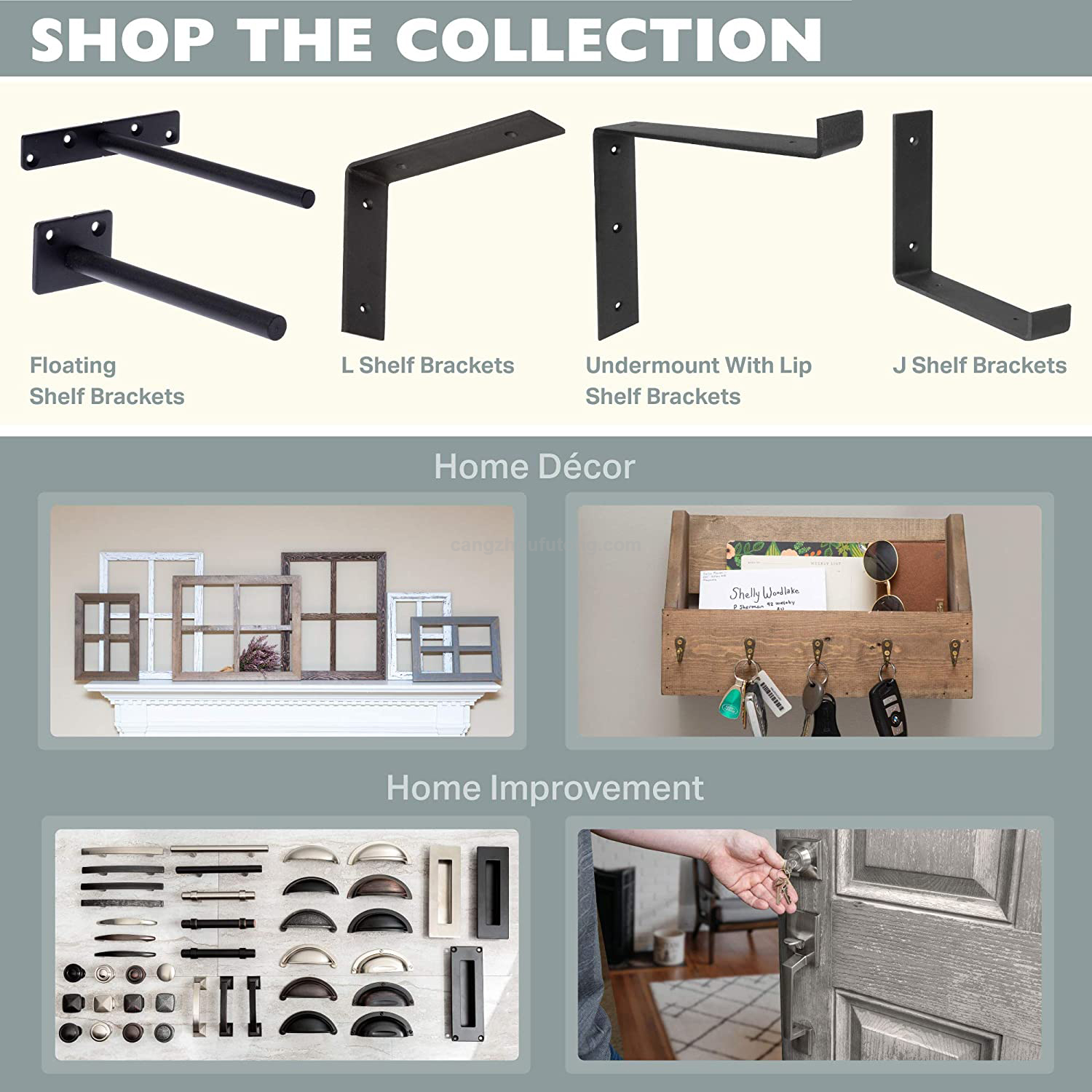 Black Steel Shelf Bracket for Wood Shelving