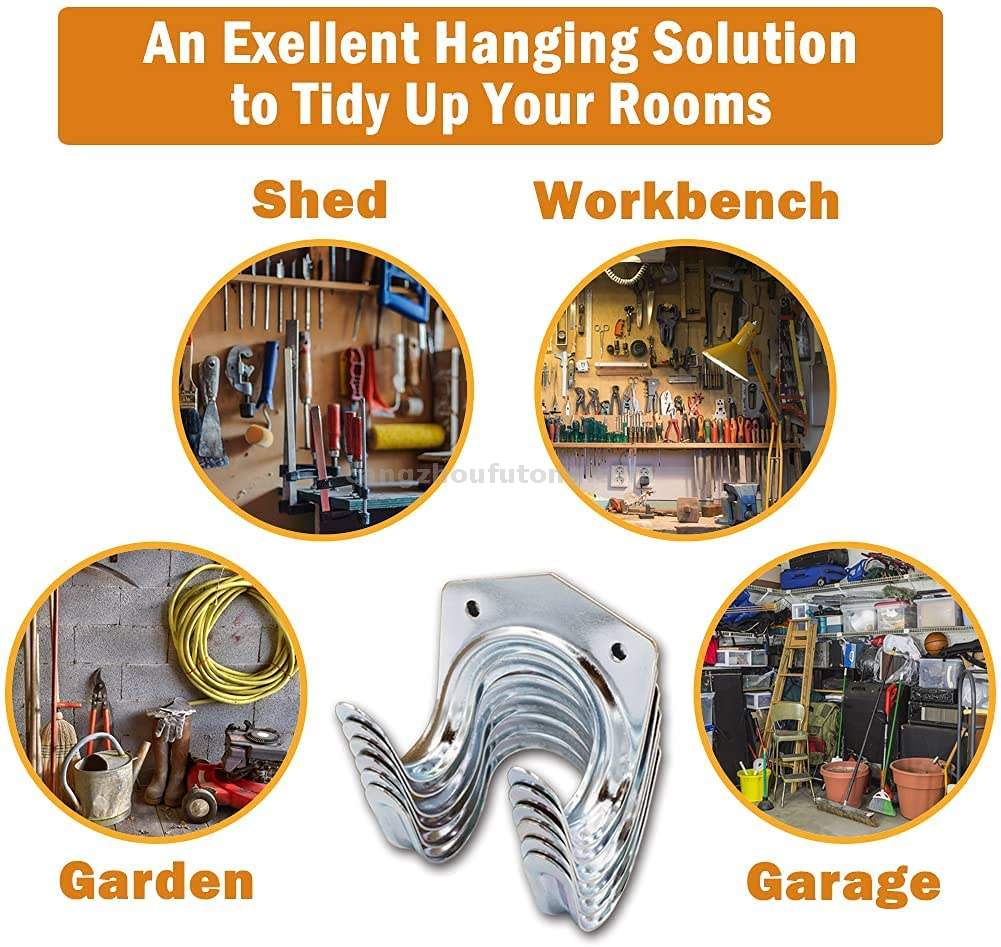 Tool Hanger Hooks Set, Storage Hooks, Wall Hooks for Garage Shed and Garden Tools