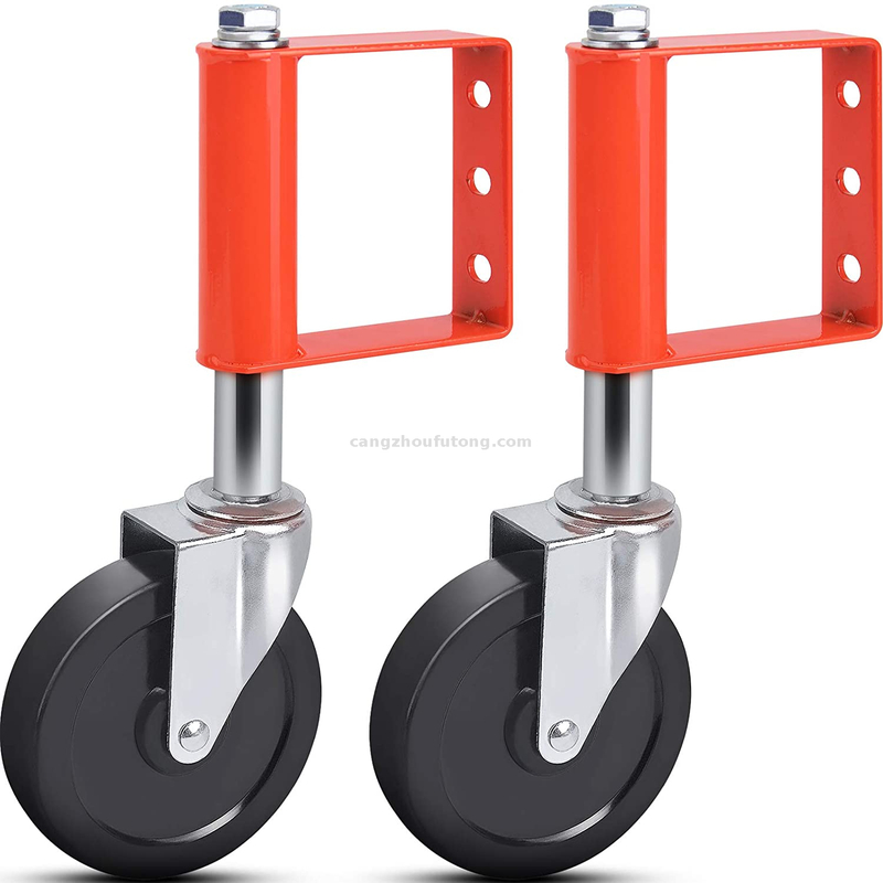 Spring-Loaded Gate Casters with Universal Mount Hard Rubber Gate Wheel