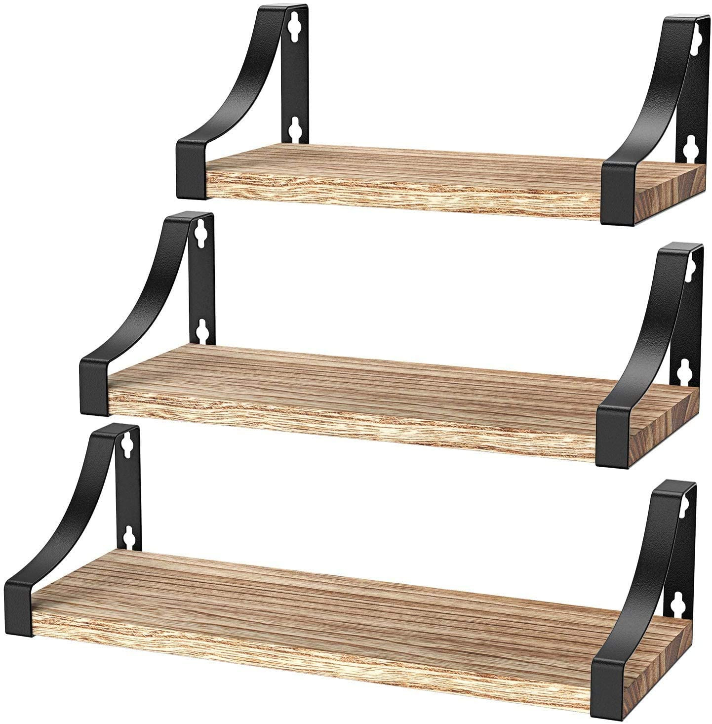 Rustic Paulownia Wood Wall Shelves for Bedroom, Bathroom, Living Room, Kitchen, Office